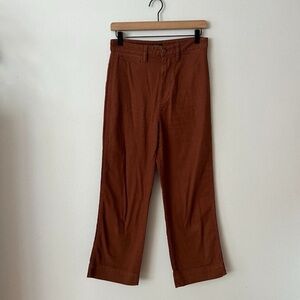 Quince Organic Stretch Cotton Twill Wide-Leg Crop Pants Rust Women's Size 27